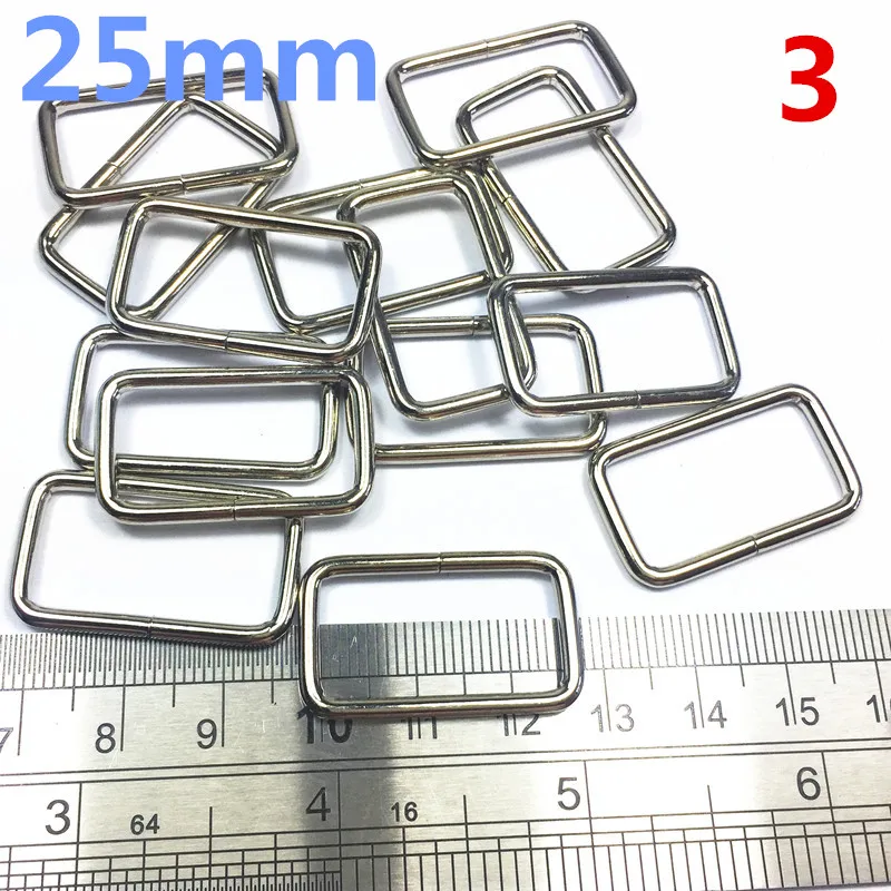 3    25mm silver Rectangle Ring Nonwelded Nickel Plated Loops For Dog Belt Backpack