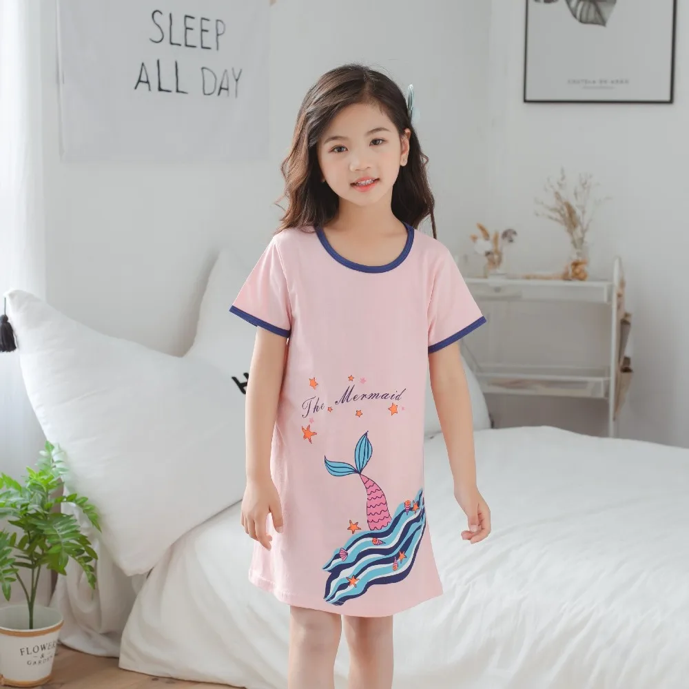 100% Cotton Girls Nightgown Summer Children's Dressing Gown Mother Kids Nightdress Fashion Print Baby Nightshirt Girl Sleepwear pajama sets boy