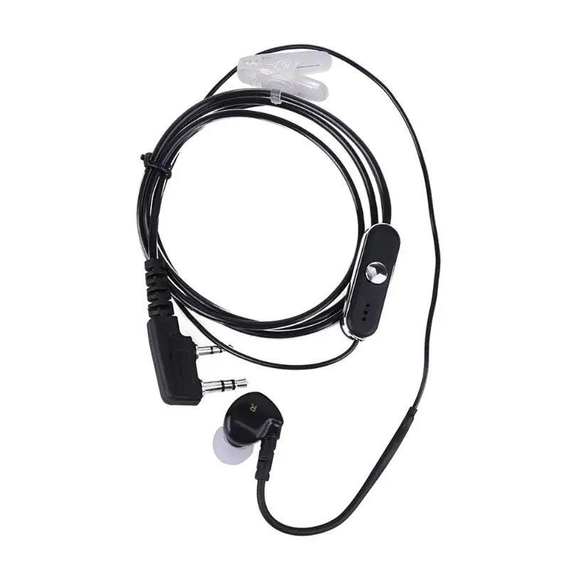 2Pin переговорные одно ухо наушник шумоподавление наушники гарнитура в ухо с PTT микрофоном для BAOFENG Retevis Kenwood радио - Цвет: Черный