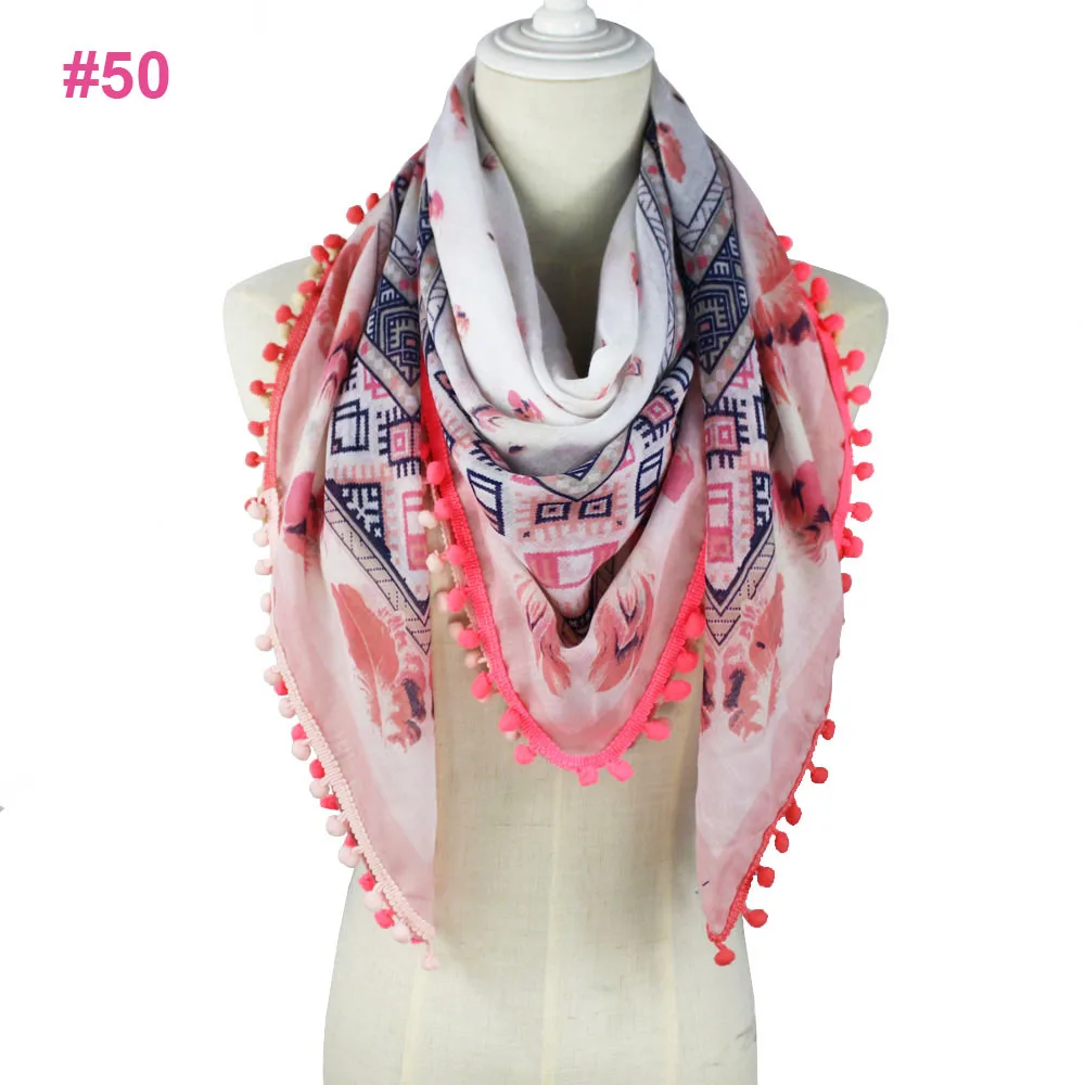 Высокая мода весна лето лоскутное Печатный квадратный хиджаб палантин шарф с помпонами - Цвет: as photo