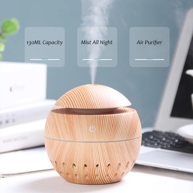 

Aroma Oil Diffuser Wood Grain Air Humidifier USB Essential Oil Diffuser 130ML Mist Maker Aromatherapy Humidifier For Home Office