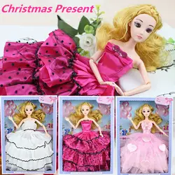 1 компл.. Мода Кукла Барби принцесса свадебное платье с подарочной коробкой Вечеринка Одежда для куклы Девочки День рождения