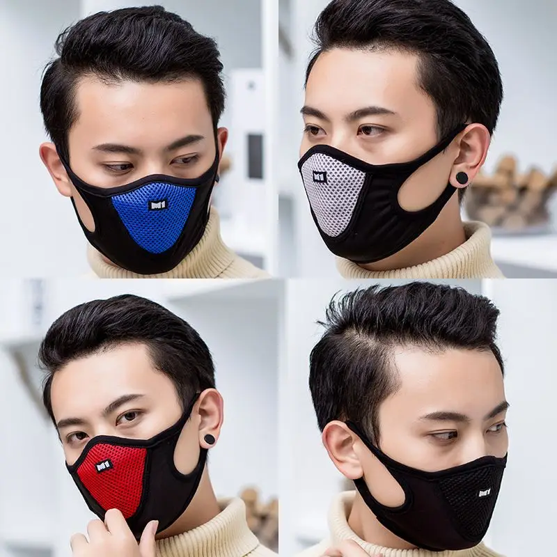 Anti-fog Mask Sport Riding Outdoor Dustproof Mask Protection Breathable Comfortable Black Filter Respirator Washable Cotton Mask