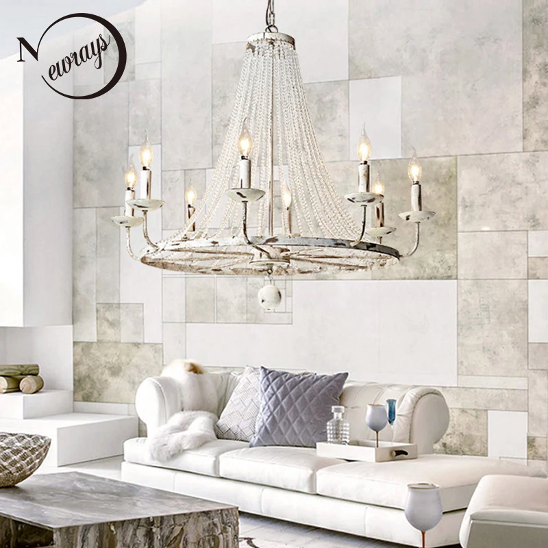 

Retro Vintage luxury American country style big LED crystal chandelier lamp lustres modern E14 lights for hotel living room