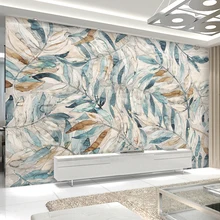 Пользовательские фото обои современный ретро ручная роспись фон с листьями настенная живопись Гостиная ТВ диван домашний декор настенная бумага 3 D