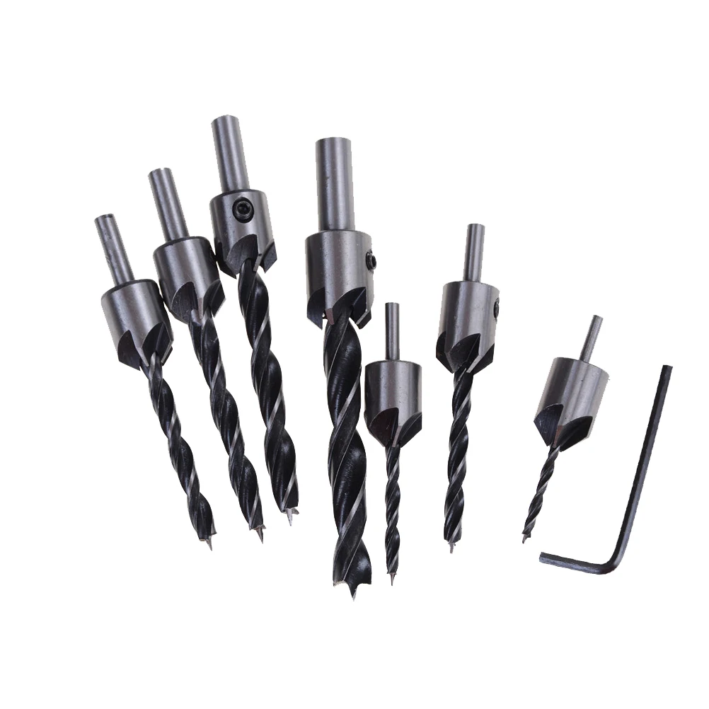 

7pcs 5 Flute Countersink Drills Bit HSS Drills Bit Reamer Set For 3-10mmWoodworking Tools