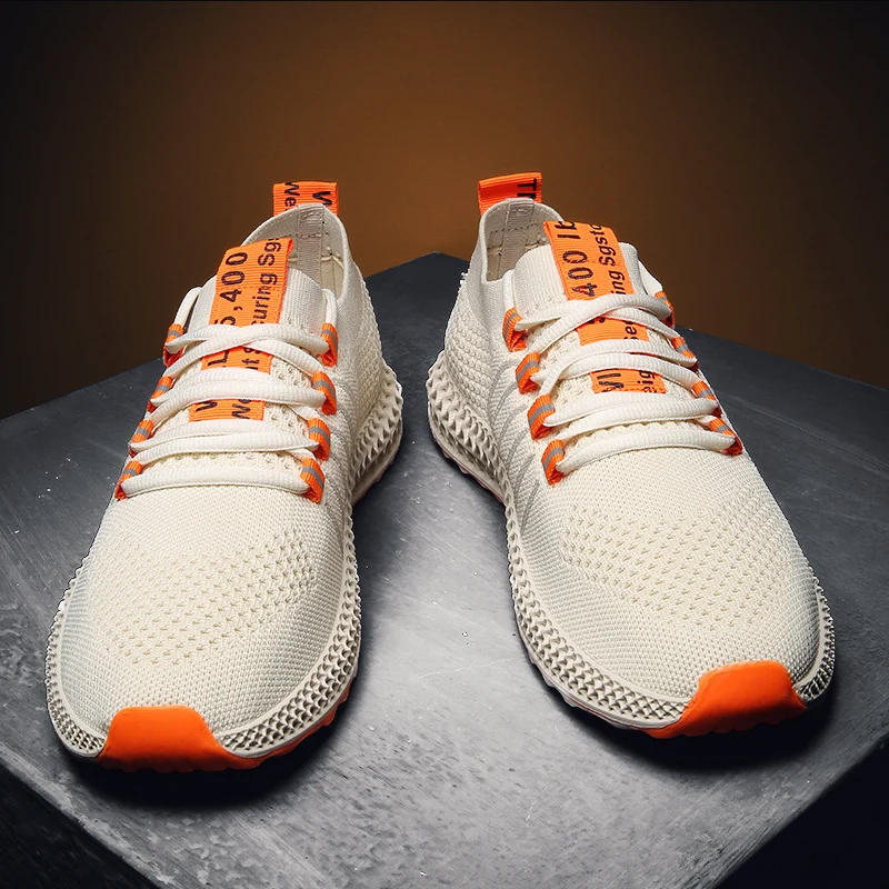 

New Mens Sneakers Shoes 2019 Sport Running Shoes Men Breathable Lace-up Rubber Flying Woven 4D Print Fashion Men Shoes