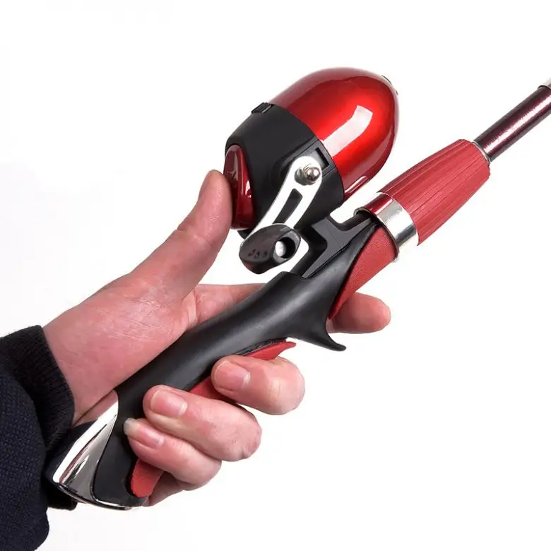 1.4 M البسيطة دائم المحمولة قضيب كومبو تلسكوبي الجليد روك الصيد قضيب + مغلقة كروية الصيد بكرة