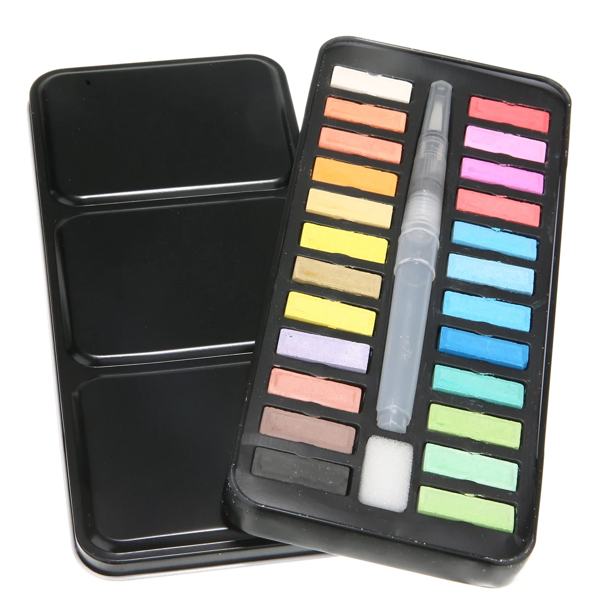 

24 Colors Solid Watercolor Pigments Set With Water Brush Pen Portable Water Color Pigment For Drawing Supplies