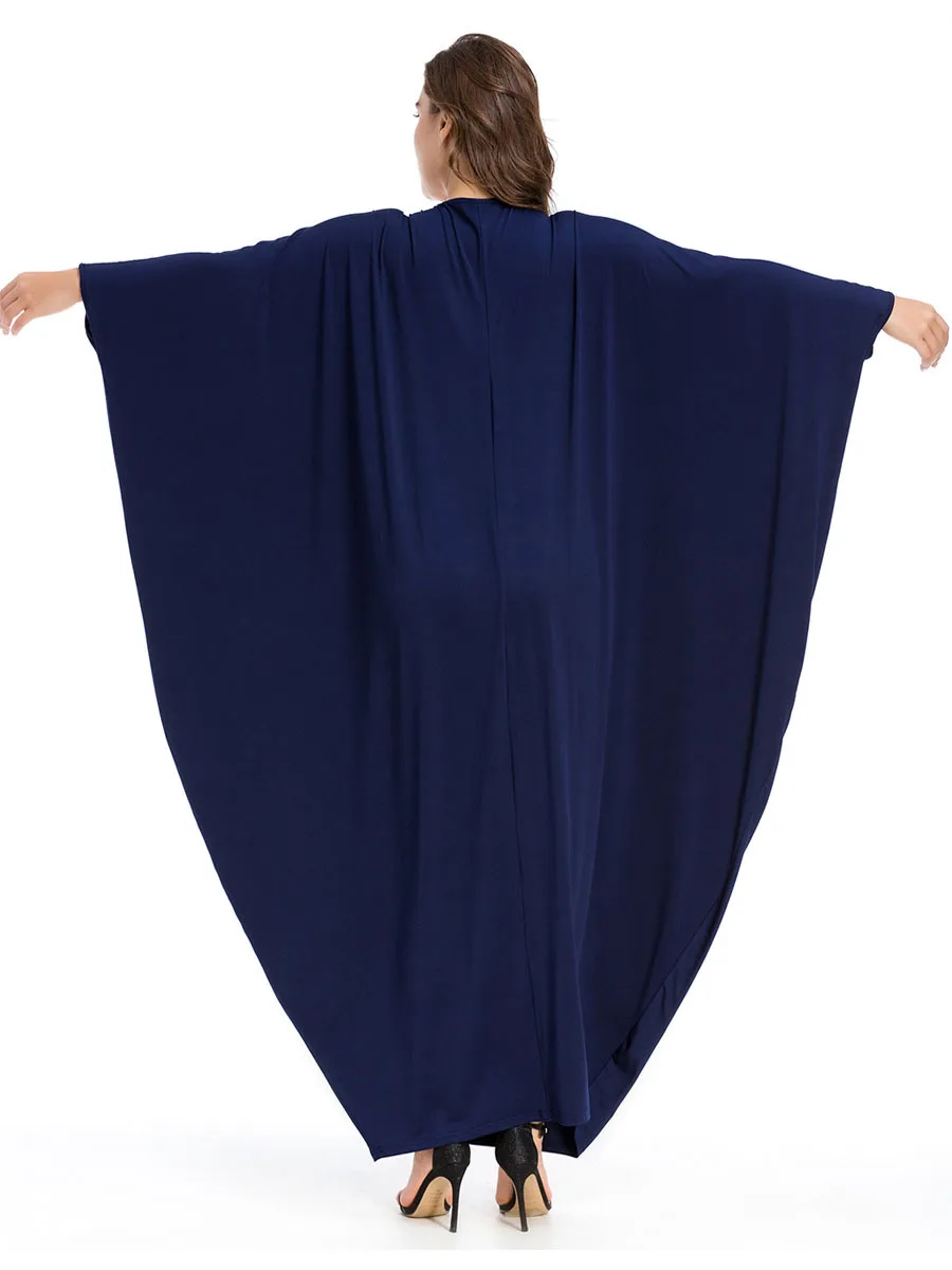Долго мусульманское платье Летучая мышь рукава свободные Исламская Abayas Дубай Для женщин одежда весна-осень турецкий кафтан Турции арабских халат