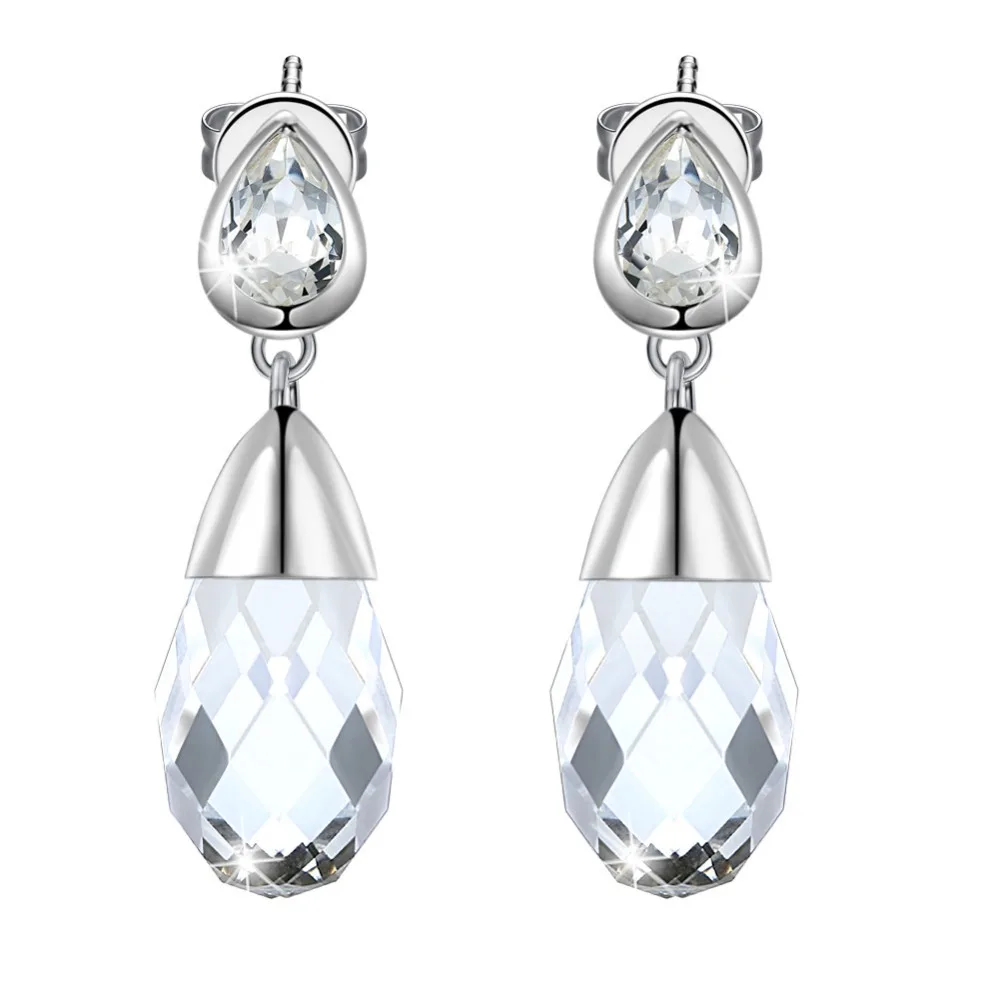

GNIMEGIL Fashion 925 Sterling Silver Earrings For Women Lady Water Drop Crystal Jewelry Wedding Engagement Bridal Earrings