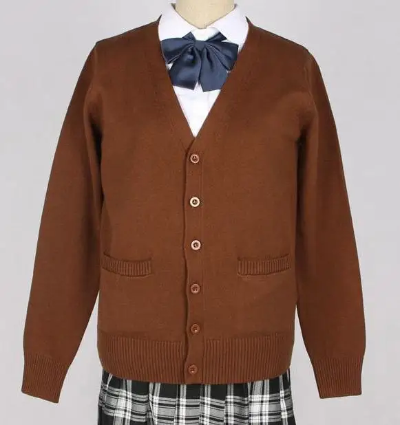 Новое поступление Jk, школьная форма, кардиганы, свитера, топы, японская форма для студентов, милые свитера для девочек средней школы с длинным рукавом XXL - Цвет: chocolate color