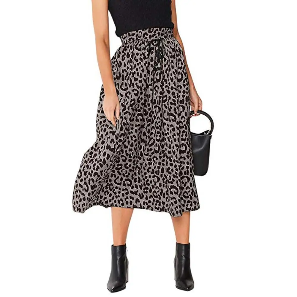 Новейшая женская шифоновая юбка с леопардовым принтом, высокая талия, Дамская Летняя леопардовая мода, длинные юбки, jupe femme, повседневные сексуальные H4