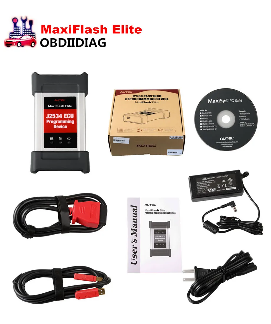 Оригинальный инструмент программирования Autel MaxiFlash Elite J2534 ECU работает с Maxisys ms908