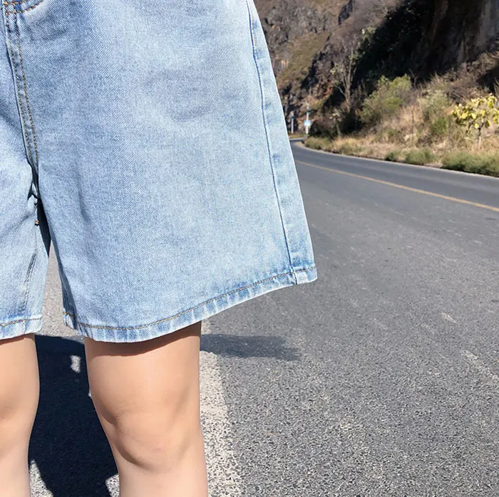 Высокая талия женские джинсовые шорты 2019 новые корейские Ретро Женские Летние Повседневные платья а-силуэта широкие брюки тонкие