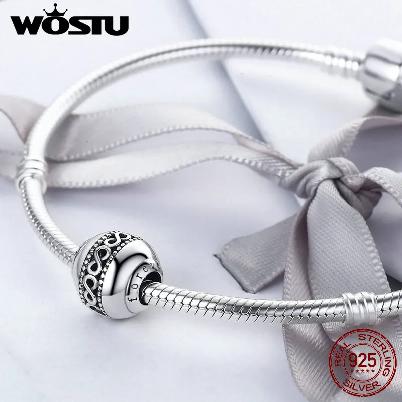 WOSTU Hot Sale 925 Sterling Silver Forever & Infinite Love Beads Fit Original WST Charm Bracelet DIY Jewelry Gift FIC175