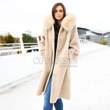 CX-G-T-05, британский стиль, длинная одежда, зимняя, натуральный мех, для женщин, шерсть, стрижка овец, пальто, куртки