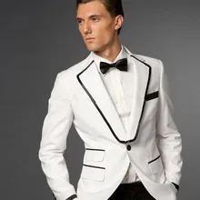 Одна кнопка белый Модные индивидуальные Для мужчин костюмы высокого Quality2Pieces Стиль Популярные Terno MasculinoHandsome смокинги удобные
