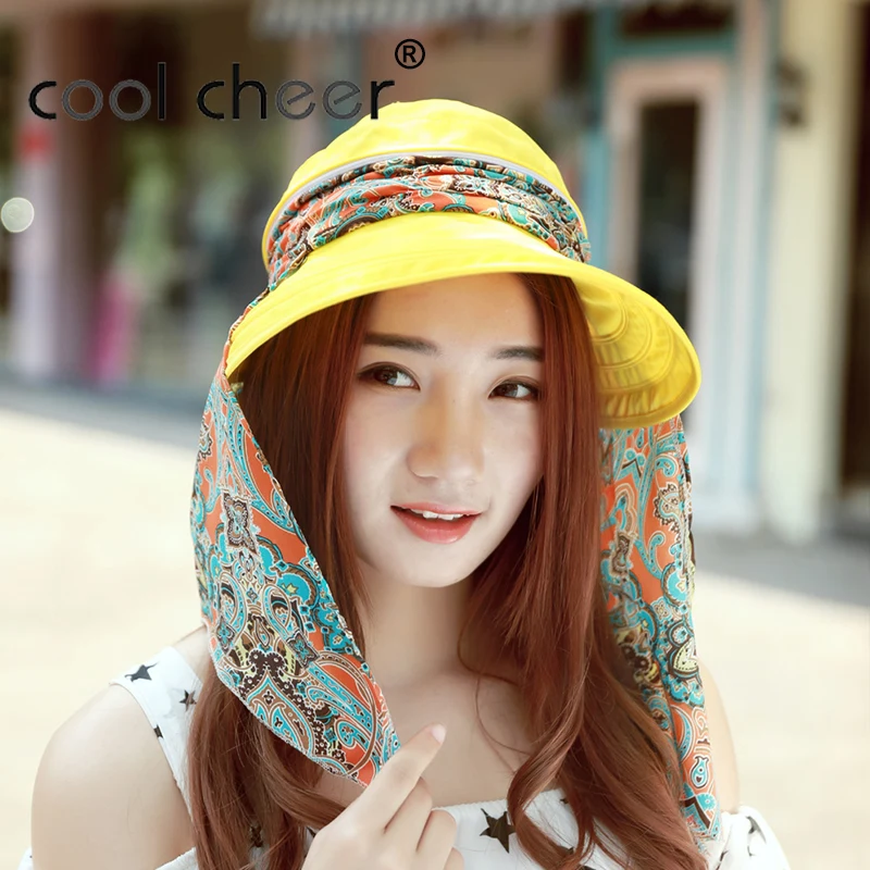[CoolCheer] Новое поступление, женские шляпы с широкими полями, женская шляпа от солнца с защитой от ультрафиолета, летняя кепка, цветочный дизайн, Пляжные шапки, женские шляпы