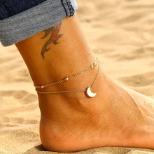 IPARAM винтажный женский лунный ножной браслет в богемном стиле, золото, серебро, многослойные украшения для ног, летние пляжные вечерние ножной браслет с подвеской