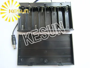 

FREE SHIPPING 2PCS x 8 x AA 12V Plastic Black Battery Storage Case Box Holder Socket With DC2.1 Plug 150mm Wire Leads