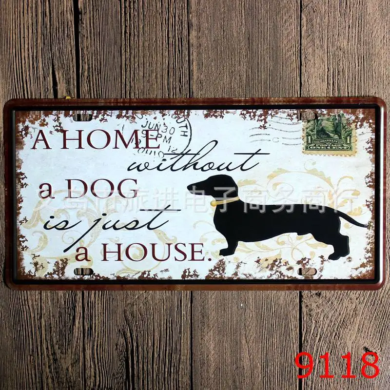 Tin Sign LOSICOE Vintage Metal painting "DOG" car license plate wall