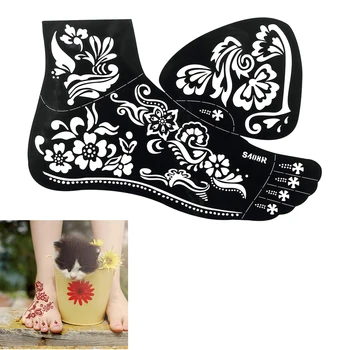 

1 PC Hot Top Quality Henna Mehndi Stencil Waterproof Temporary Tattoo for Women Right Foot Body Art Template Paste Sticker S408R
