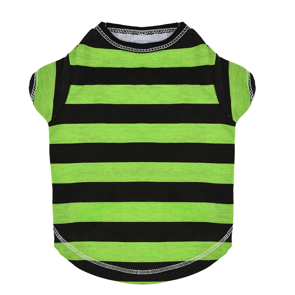 Dog Clothes For Small Dog Cat Stripe Green Pet T Shirt Spring Autumn