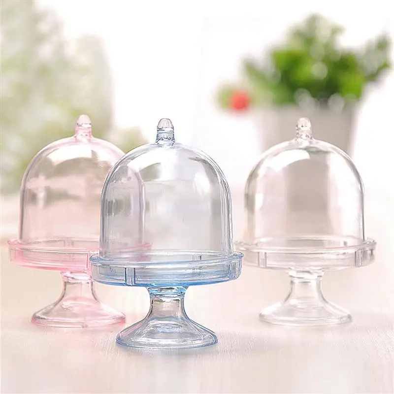 

6pcs Transparent Plastic Candy Dome Box Stand Chocolate Cheese Candies Storage Box Container (Pink)