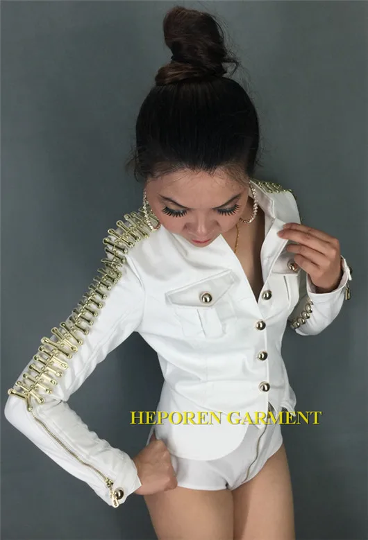 Heporen одежда женские сексуальные Клубные комбинезоны черная кожа, Beyonce стиль боди военные костюмы пальто на заказ брюки певица