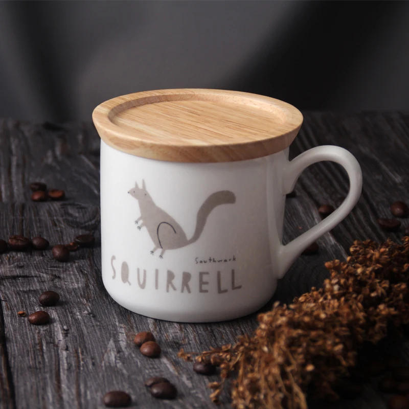 250ml Animal Patterns Coffee mugs with Cover China Ceramic mug