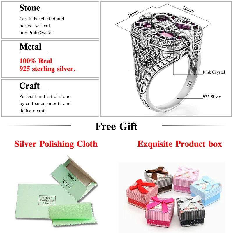 SzjinAo кольца ручной работы с розовыми кристаллами для женщин, день рождения, 925 пробы, серебряное кольцо на палец, ювелирные изделия для свадебной вечеринки