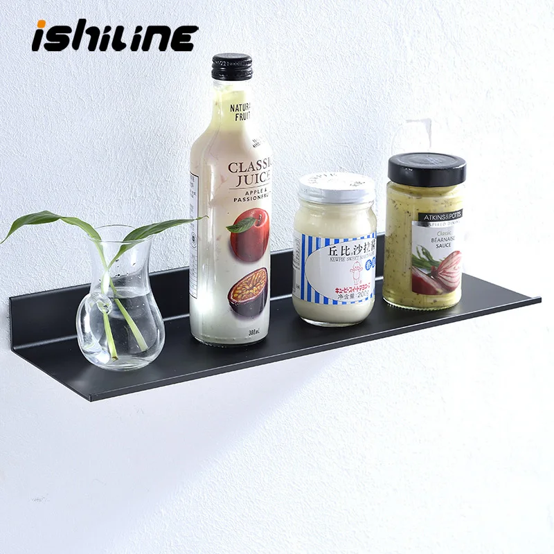 

Nail Free Space Aluminum Black White Batnroom Shelver Kitchen Wall Shelf Shower Storage Rack Bathroom Accessories 30-60cm Lenght