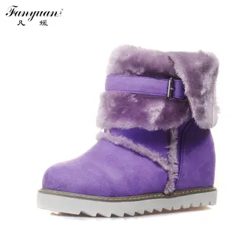 

2017 Hot Sweet Style Winter Snow Boots Height Increasing Warm Ladies' Ankle Boots Buckle Round Toe Platform Woman Boots