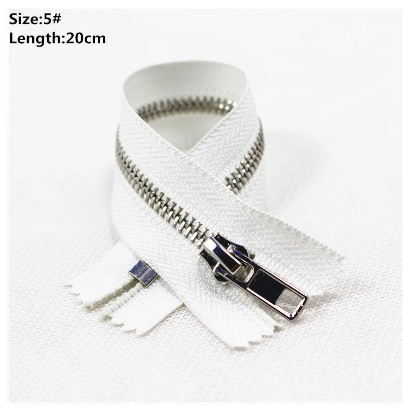Buy High quality 20cm 5 2pcs/lot white Metal Zipper