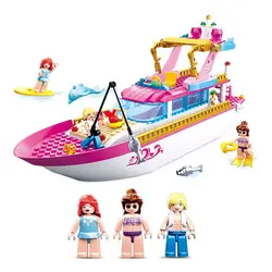 212 шт. друзья для девочек розовый мечта праздник Yacht Building блочные фигурки совместимые все бренды друг развивающие игрушки подарок девочки