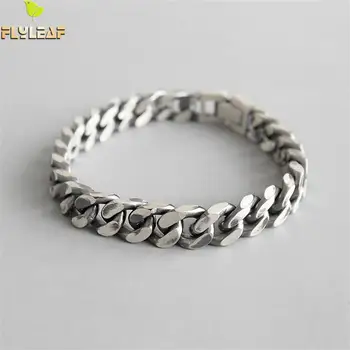 

Flyleaf Ins Style Geometric Chain Real 925 Sterling Silver Bracelets For Women Fine Jewelry Bracelets & Bangles Vintage Simple