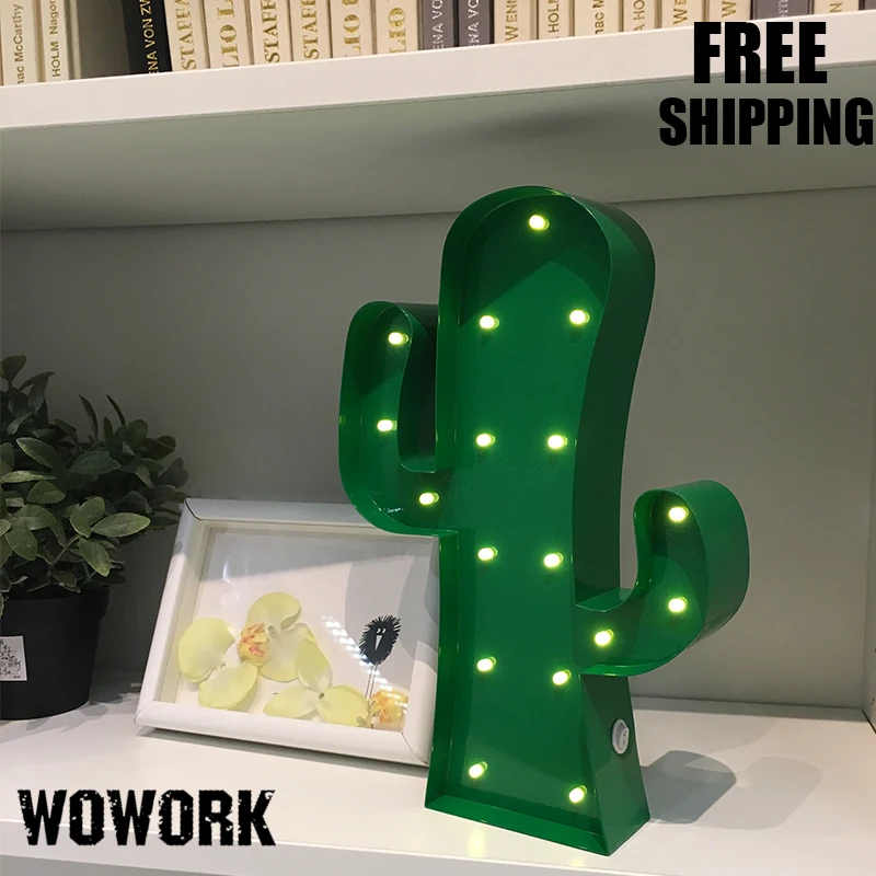 Vintage Marquee Light Alphabet Letter Light Cactus Shape High