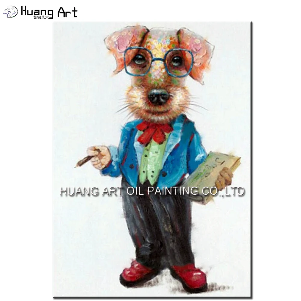 

Top Artist Hand Painted Dr. Dog Oil Painting on Canvas Funny Abstract Animal Oil Painting Picture for Room Wall Decor Artwork