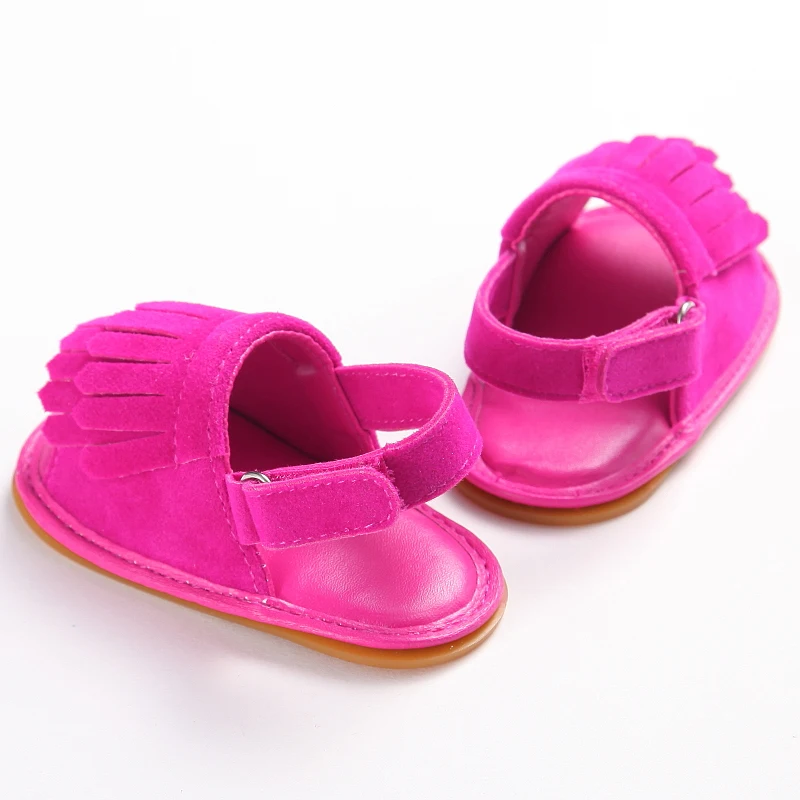 Летние мягкие резиновые сандалии из искусственной кожи с кисточками для маленьких девочек и мальчиков противоскользящие сандалии для младенцев