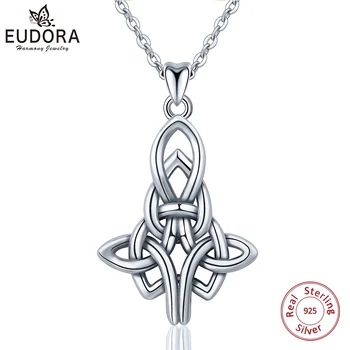 

Eudora 925 Sterling Silver Unique Pendants Good luck Pendants Neckalces Irish Celtics Knot Necklace Fine jewelry For Women D205