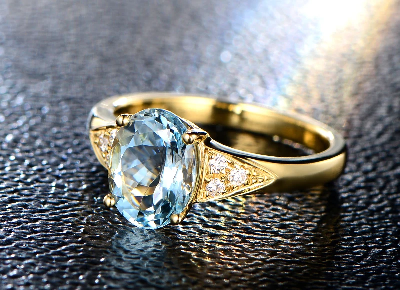 AINUOSHI, 3ct, овальная огранка, топаз, желтое золото, цветное кольцо, 925 пробы, серебро, натуральный голубой топаз, кольцо, хорошее обручальное кольцо для женщин