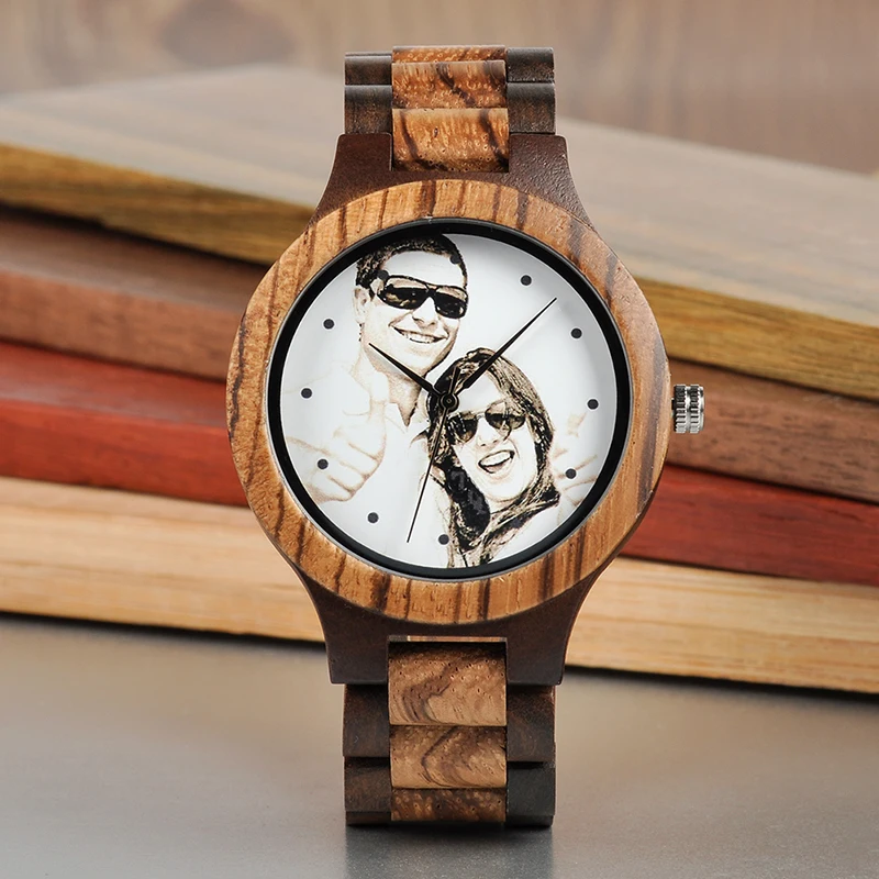 BOBO BIRD персональная фото печать индивидуального логотипа деревянные часы с подарочной коробкой Relogio Feminino Masculino