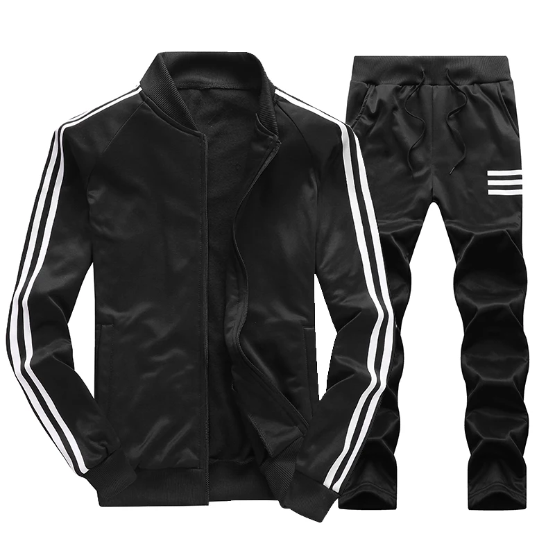 

2019 New Sportswear Men Spring Autumn Set Mens Tracksuit Side Striped Hoodies + Pants 2 pieces set Men Casual Sporting Suits 4XL