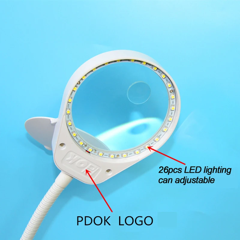 PDOK Lash lens 3X 10X 500 мм увеличительное стекло с зажимом на столе 26 шт. Светодиодная