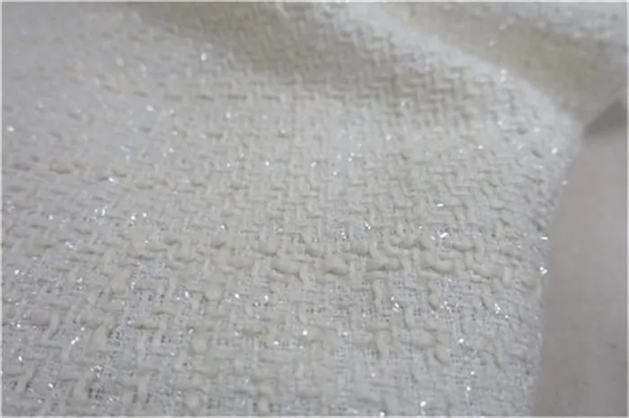 Free ship fabric milk white weaved silver line price for 1 meter 59"