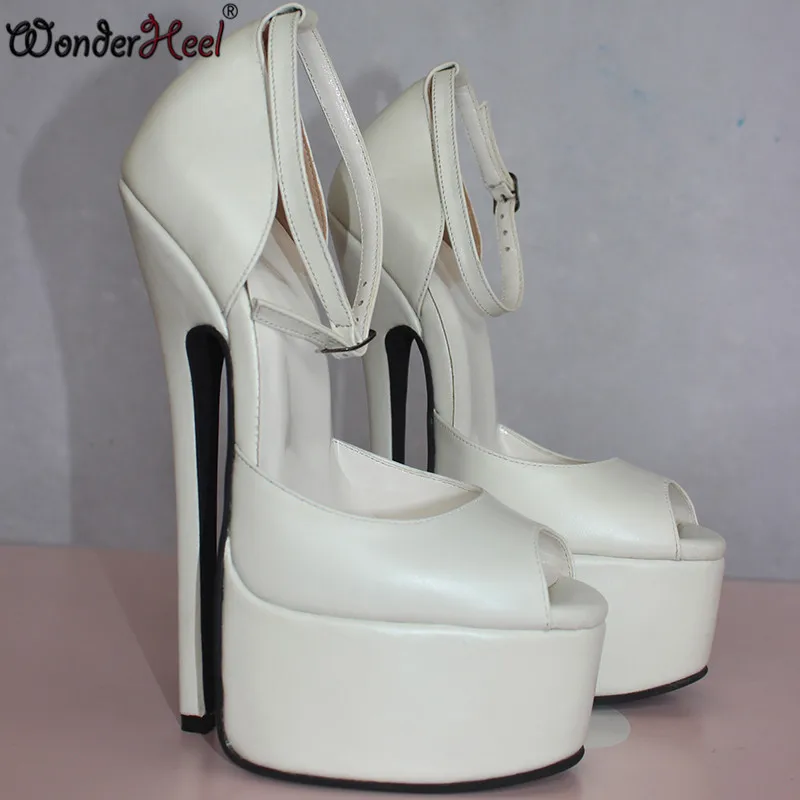 Toe Stilleto 20 Peep rojo La Extrema Mostrar Verdadero Fetiche Wonderheel Mujeres Con Líder Moda Alto De Las Bomba Negro Cm Plataforma blanco Tacón F6nAY8n