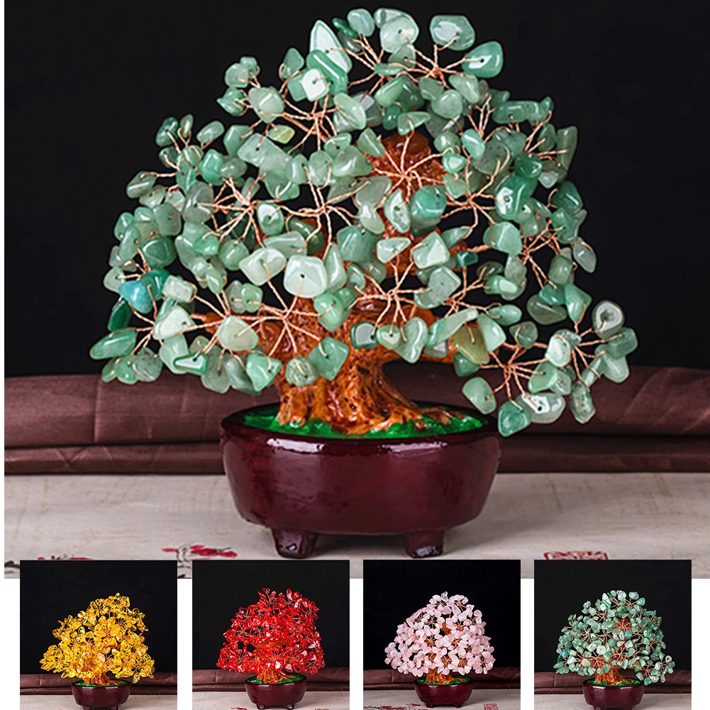 

Home Colorful Birthday Good Luck Living Room Mini Ornament Gift Table Decoration Feng Shui Crystal Money Tree For Wealth Office