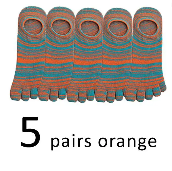 VERIDICAL, 5 пар/лот, хлопковые носки с пальцами, цветные, весна-лето, без показа, крутые носки для мужчин, винтажные носки с пятью пальцами - Цвет: Оранжевый