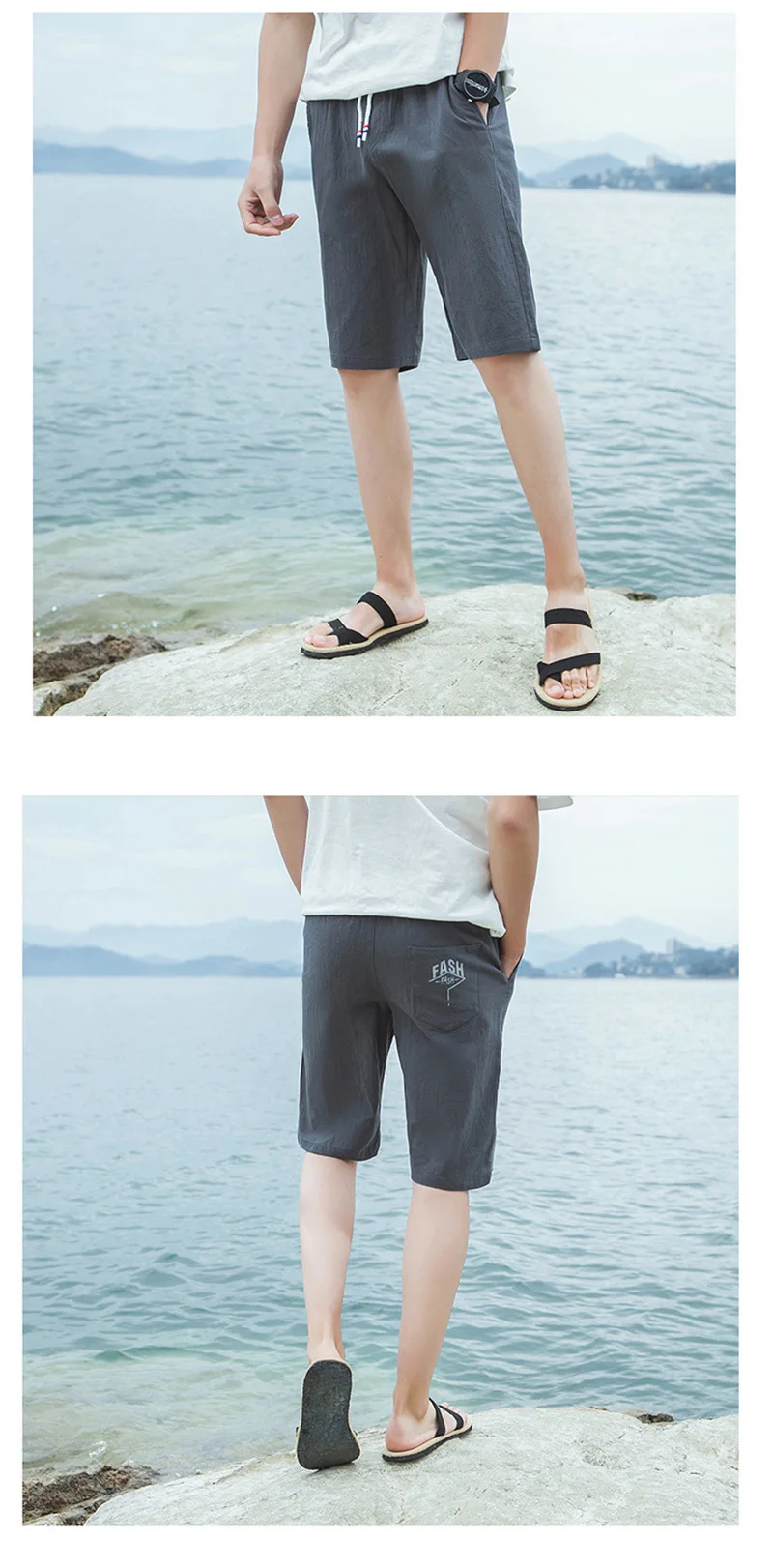 10 2017 new summer mens shorts loose elastic cotton casual shorts fashion jogger shorts black men short pants